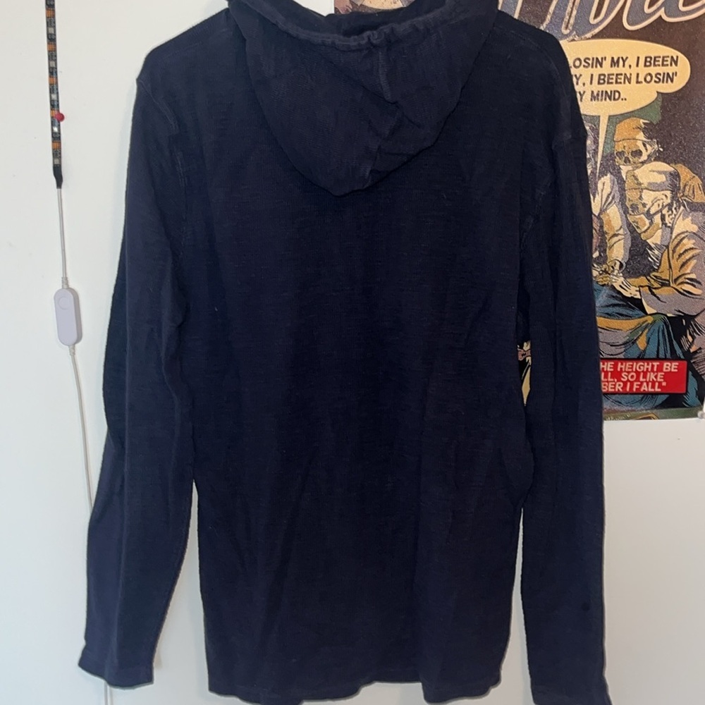 Men’s XL Mutual Weave Navy Blue Hooded Sweatshirt - Picture 3 of 3